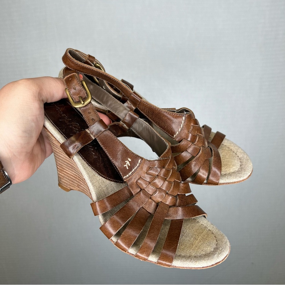 Henry Beguelin | Size 38 or 8 Classic Brown‎ Leather Wedge Shoes Vintage